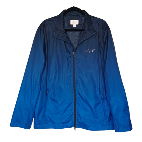 GREG NORMAN ATTACK LIFE Blue Navy Ombre Zip Up Long Sleeve Windbreaker Jacket L - Picture 1 of 9